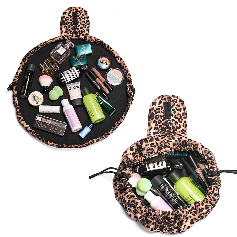 Lazy Kosmetisk taske \/ løbebånd Makeup-taske \/ toiletartikler \/ Rejsetaske med stor kapacitet \/ Make up Organizer til kvinder og piger - Leopard…